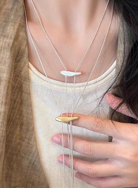 抽拉可调节毛衣链哑光拉丝项链