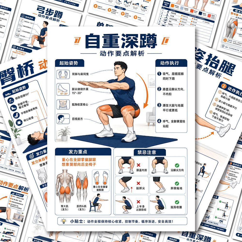 居家练腿燃脂图解贴画