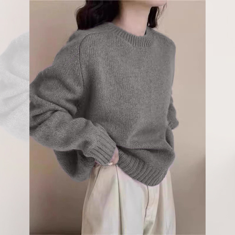 设计感宽松休闲毛衣秋冬新款女装上衣针织衫保暖圆领软糯显瘦洋气,女装/女士精品,羊绒衫,淘宝优惠券,粉丝福利购,淘宝优惠卷