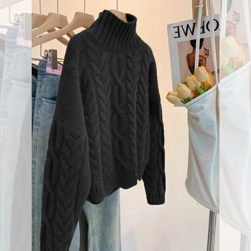 宽松百搭高领针织衫女秋冬季2025年新款洋气减龄毛衣独特别致上衣,女装/女士精品,大码内搭,淘宝优惠券,粉丝福利购,淘宝优惠卷