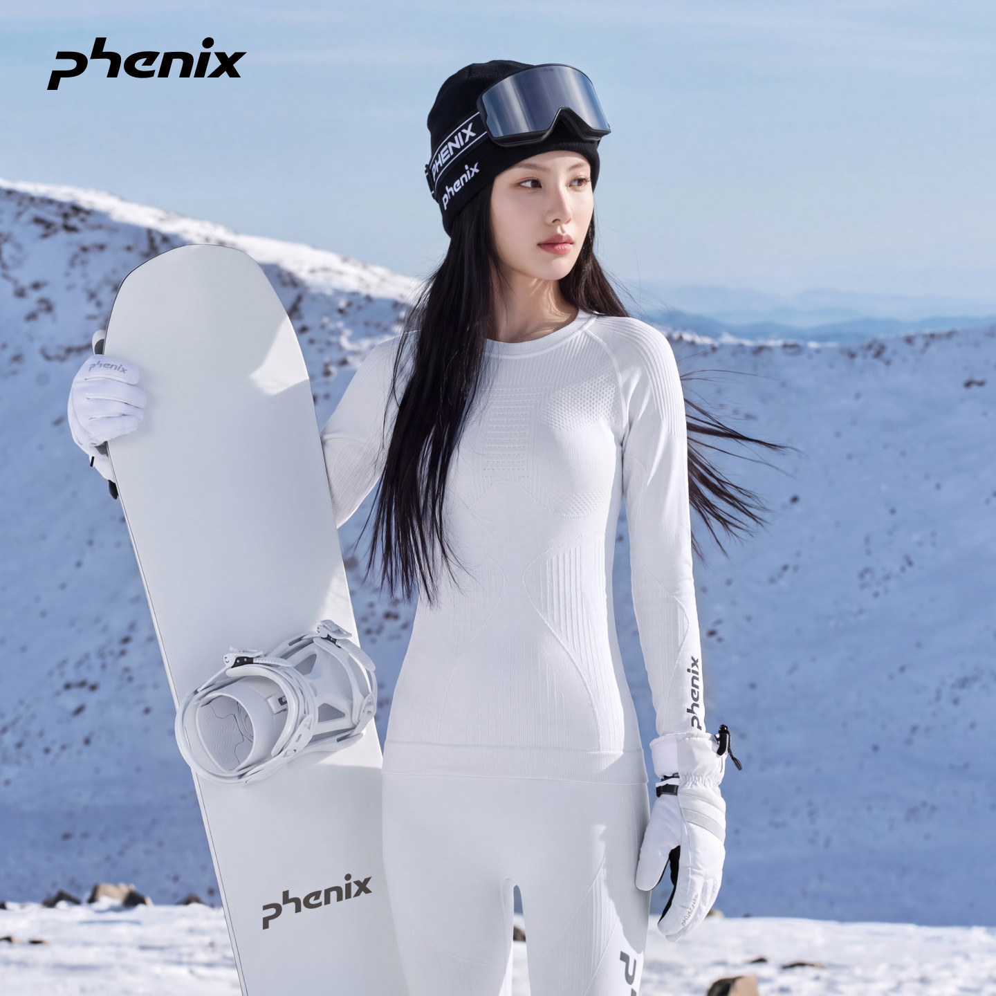 phenix菲尼克斯滑雪羊毛保暖透气功能内衣套装女排汗高弹速干衣
