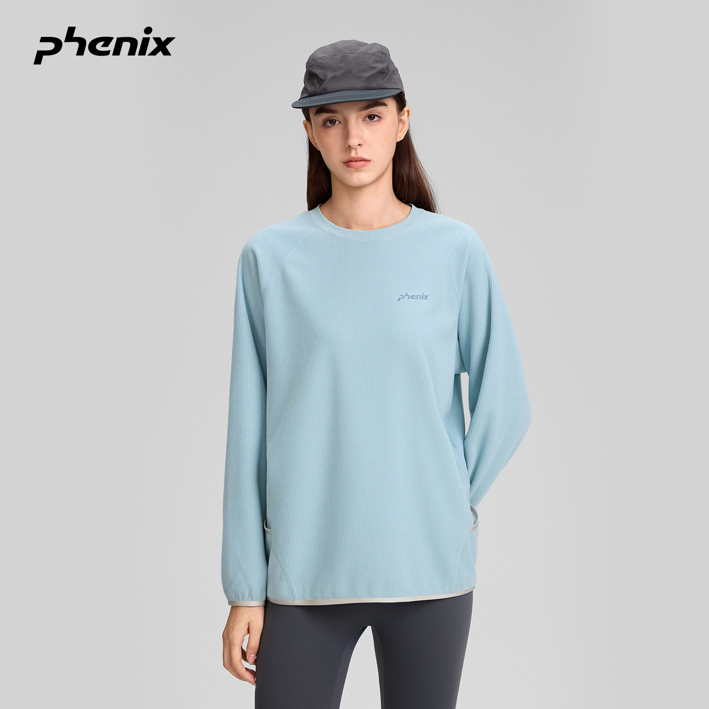 phenix菲尼克斯华夫格圆领长袖T恤男女2025秋季新款纯色宽松上衣,运动服/休闲服装,运动T恤,淘宝优惠券,粉丝福利购,淘宝优惠卷