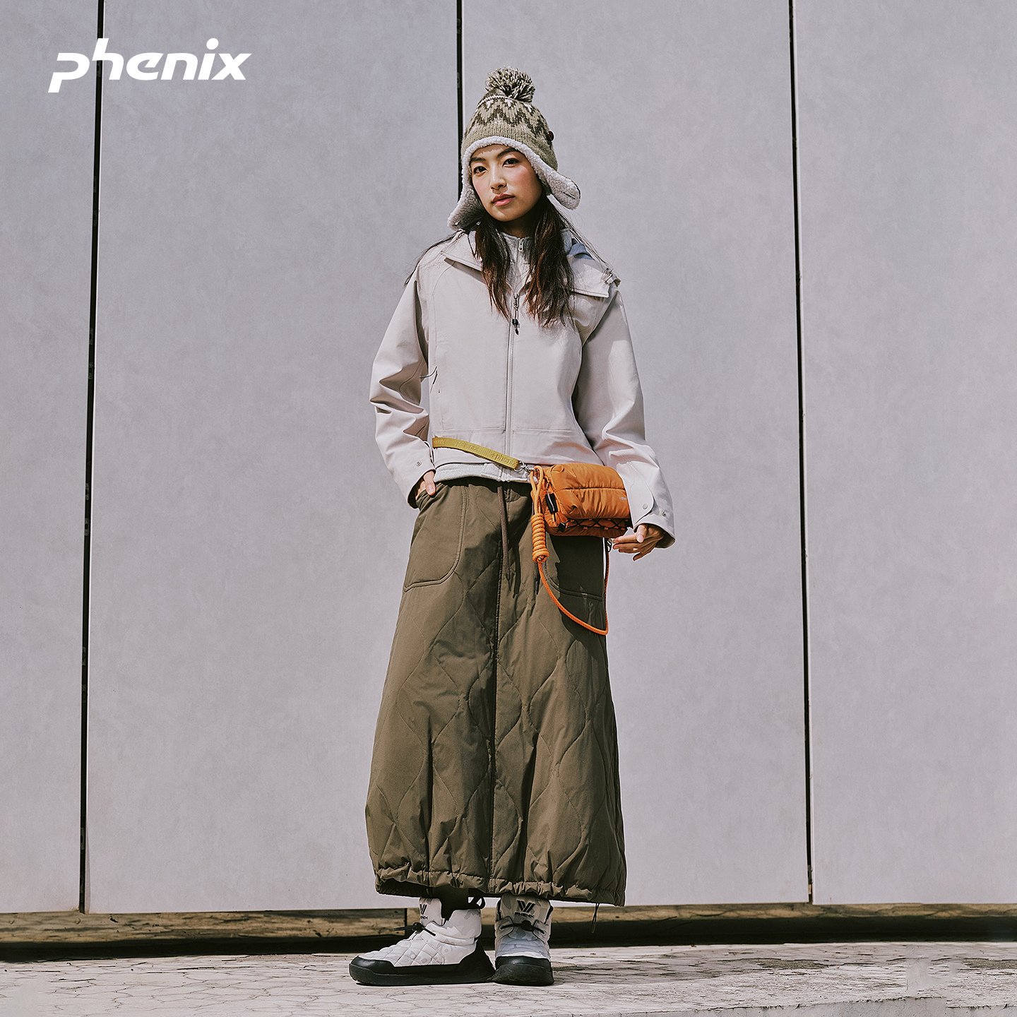 +phenix菲尼克斯加棉A字裙子菱形