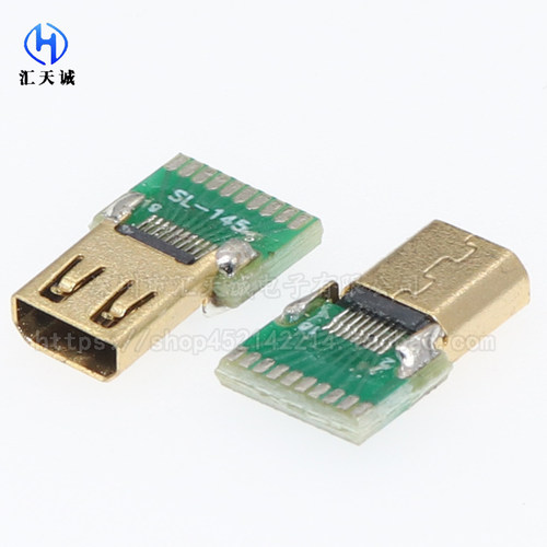 d型母座镀金焊线式高清接口pcb板