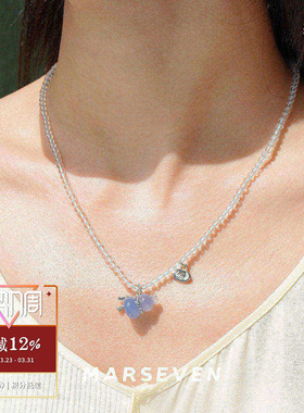 蓝紫色绳结葫芦串珠项链