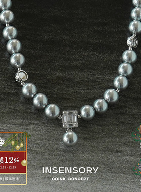 INSENSORY方晶吊坠珍珠项链