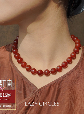 LAZYCIRCLES红玛瑙圆珠项链