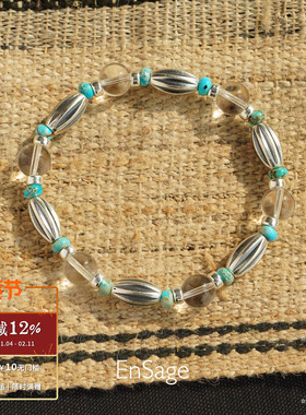 纳瓦霍风纯银绿松石手链