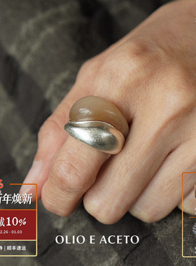 OLIOEACETO纯银牛角双环戒指