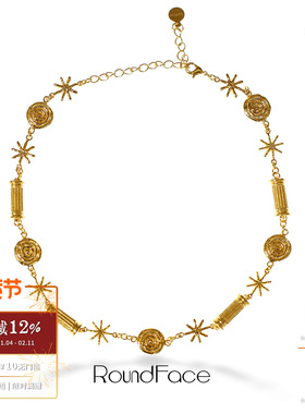 ROUNDFACE Pillar列柱项链 原创设计小众复古气质金色锁骨链 默叙