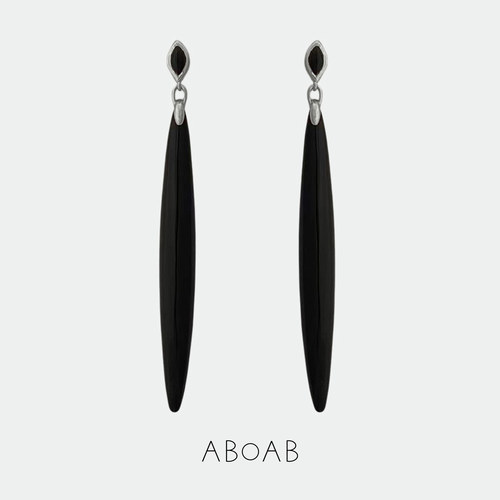 ABOAB 纯银Fusu耳环 黑玛瑙原创设计师高级感简约耳坠银饰 默叙