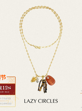 红运守护松果毛衣链项链