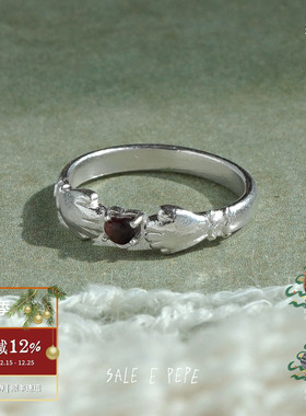 SALEEPEPE纯银抱抱爱心戒指