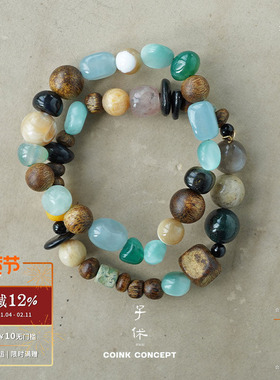 ZIXIU子休沉香露珠绿宝石方手链