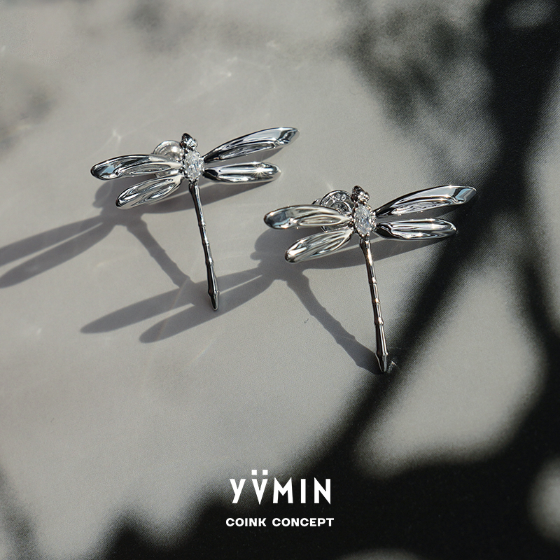 YVMIN尤目 涟漪系列 蜻蜓耳钉 纯银倒挂原创设计个性小众流苏耳环