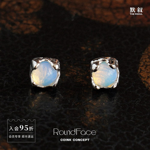 ROUNDFACEDewy银色露水耳钉