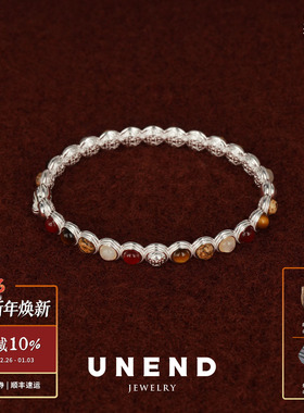 UNEND止续 寒焰Cold Fire手镯 纯银原创设计红玛瑙银饰 默叙