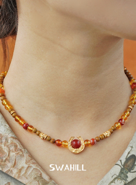SWAHILL斯瓦山丘马蹄雕花项链