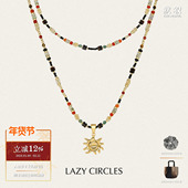 LAZY 默叙 原创小众设计师百搭毛衣锁骨链 CIRCLES 节日彩珠项链