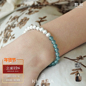 原创翡翠设计师高级质感 KHEMIA Acqua东陵拉丝银渌月手链 默叙