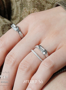ATELIERSO倪索 别针单层双层戒指 纯银原创设计师小众高级感默叙