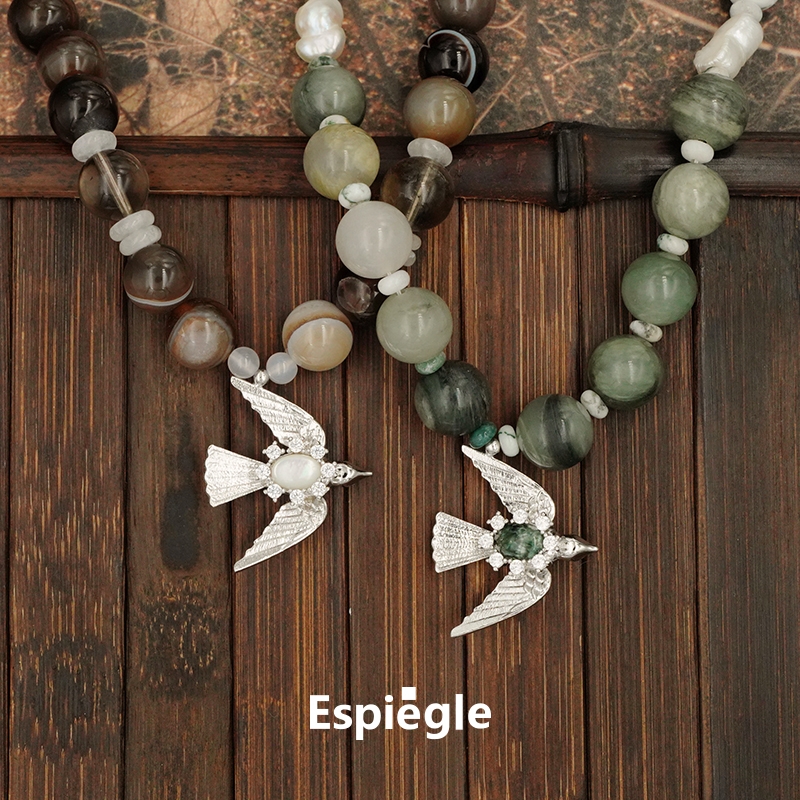 小鸟妈妈宝石编珠项链