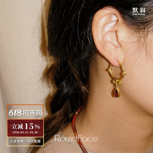 ROUNDFACE Drop凝露Key密钥耳圈耳环 原创设计小众复古耳饰 默叙