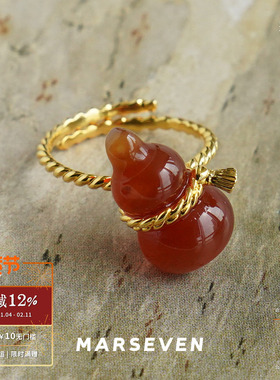 MARSEVEN红色绳结葫芦戒指