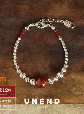 UNEND 纯银红玛瑙Towards手链 原创设计师串珠气质雕刻高级感礼物