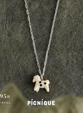 PICNIQUE 珐琅小马绘画简约项链 原创小众设计师休闲度假串饰默叙