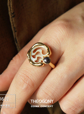 THEOGONY水波纹贝母小众复古戒指
