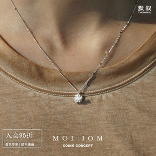 925纯银小众原创设计手工肌理项链 奶油单颗花结锁骨链 MOI IOM