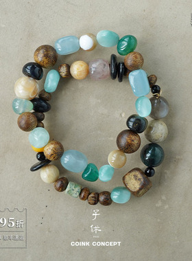 ZIXIU子休沉香露珠绿宝石方手链