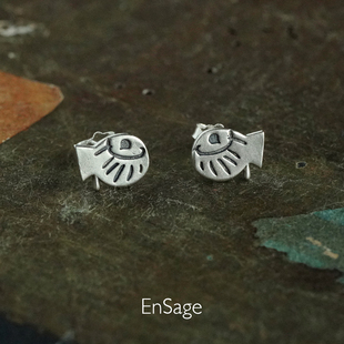 ENSAGE 愿望鱼耳钉 纯银原创小众设计师气质复古简约耳饰 默叙