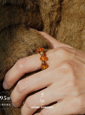 ZIXIU子休蜜蜡沉香远山戒指