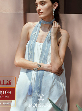 MONSECRET 无尽夏流苏飘带 原创设计海岛丝巾度假配饰项链 默叙