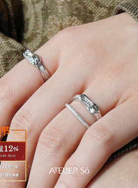 ATELIERSO倪索 别针单层双层戒指 纯银原创设计师小众高级感默叙