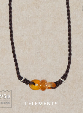 L'ELEMENTO和田玉发财编绳项链