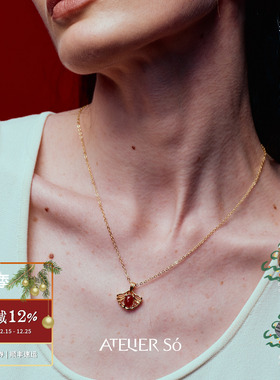 ATELIERSO倪索 扇形红玛瑙项链 原创设计师气质高级感锁骨链 默叙