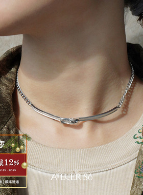 ATELIERSO倪索 纹理别针颈圈 原创设计气质高级感choker项链 默叙