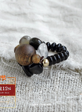 ZIXIU子休天然沉香石生花戒指