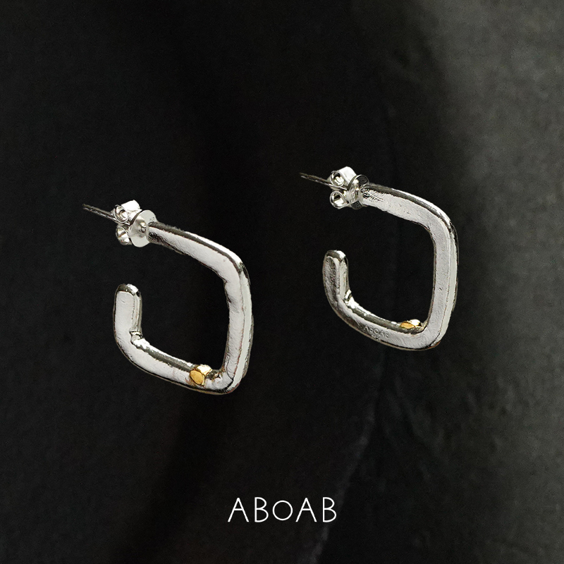 ABOAB925纯银中性Corners耳环