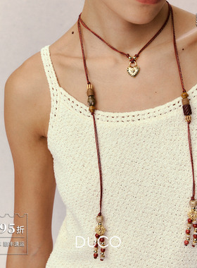 DUCO 流苏爱心款长项链 原创小众设计气质礼物毛衣链腰链默叙