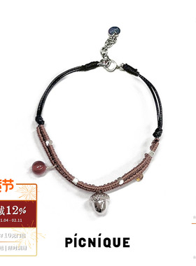 小橡木果红果玛瑙编绳手链