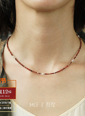 SALEEPEPE彩虹石纯银串珠项链