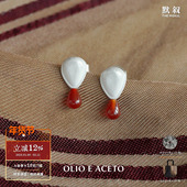 OLIO 原创小众设计师新年礼物默叙 纯银红玛瑙水滴耳钉 ACETO