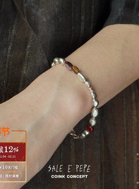 SALEEPEPE纯银蛋黄石串珠手链