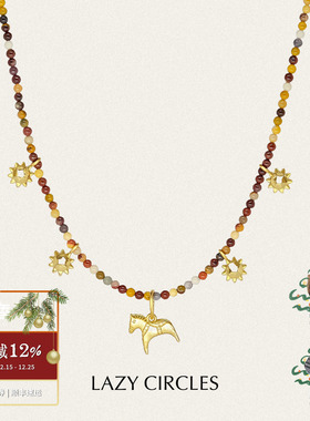 LAZY CIRCLES 逐日小马项链 原创小众设计复古锁骨链 默叙