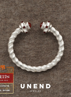 UNEND止续 光织Glow宽手镯 纯银原创设计质感雕刻拉丝银饰 默叙