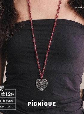 PICNIQUE复古爱心编织长项链
